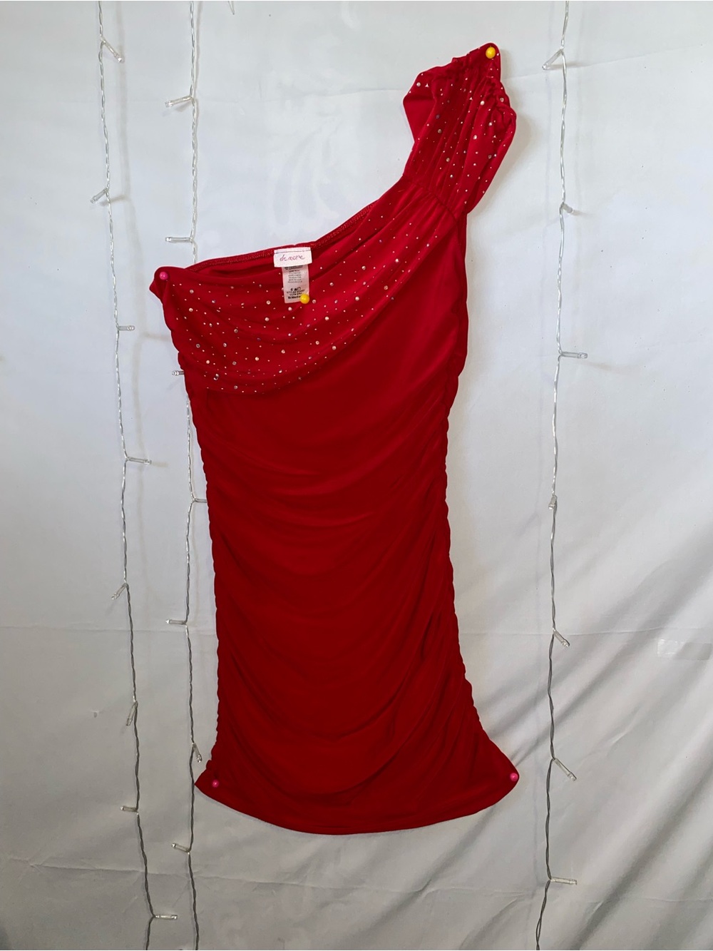 La Femme One-Shoulder Red Evening smock